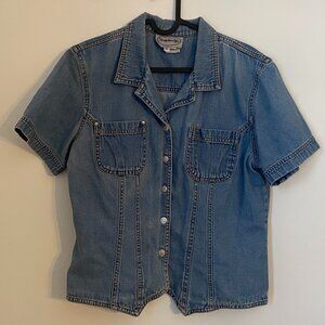 Vintage Stonebridge Denim Short Sleeve Corset Style Button Down Size 12